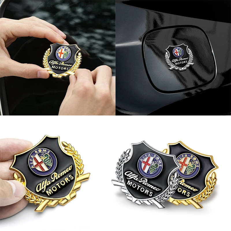 

For Alfa Romeo 147 159 Giulietta Giulia Mito Stelvio Brera Spider GT 2Pcs Car Styling 3D Metal Emblem Side Window Stickers Decal