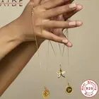 Ожерелье женское из серебра 925 пробы с цветным полумесяцем