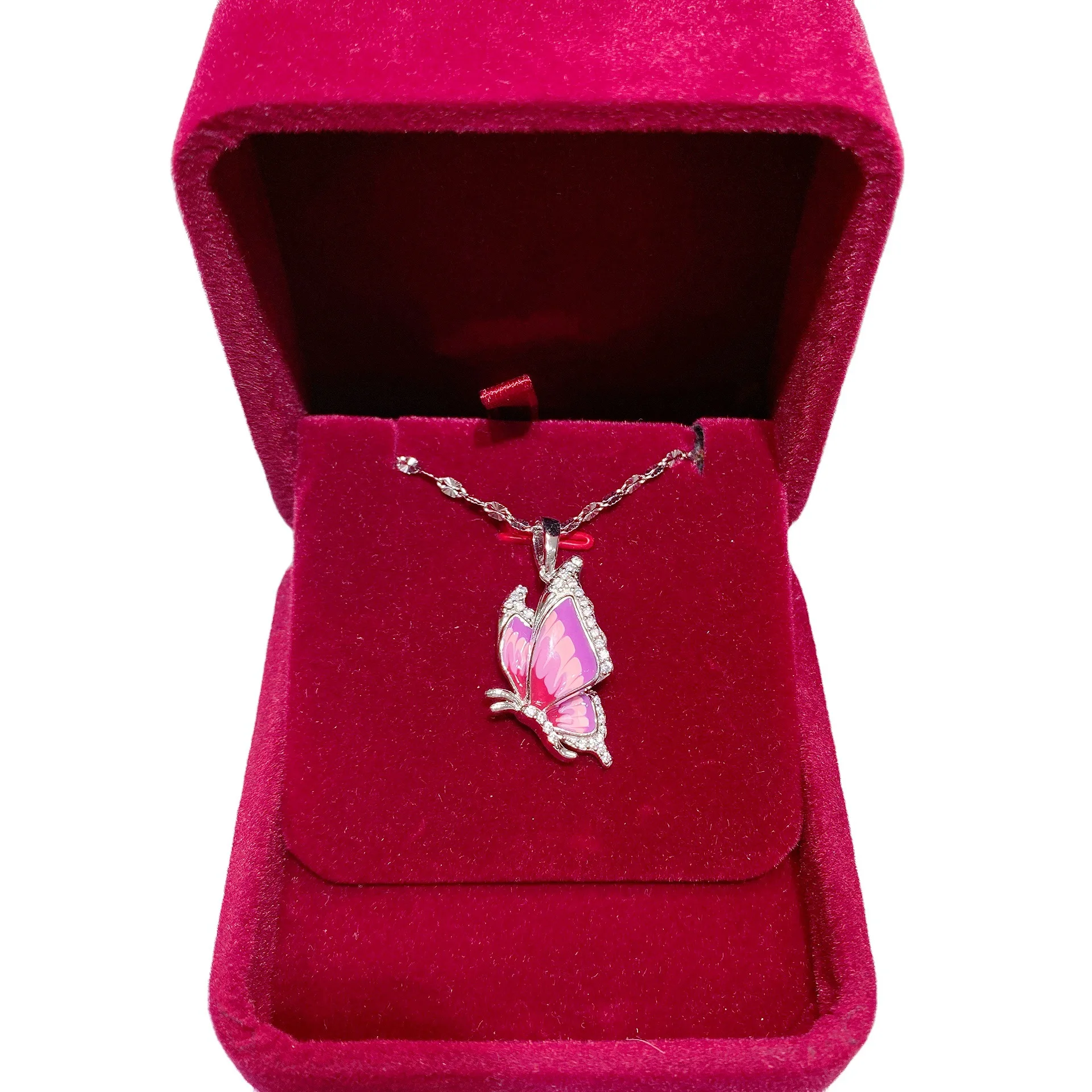 

s925 sterling silver necklace female European and American butterfly pendant temperament simple clavicle chain