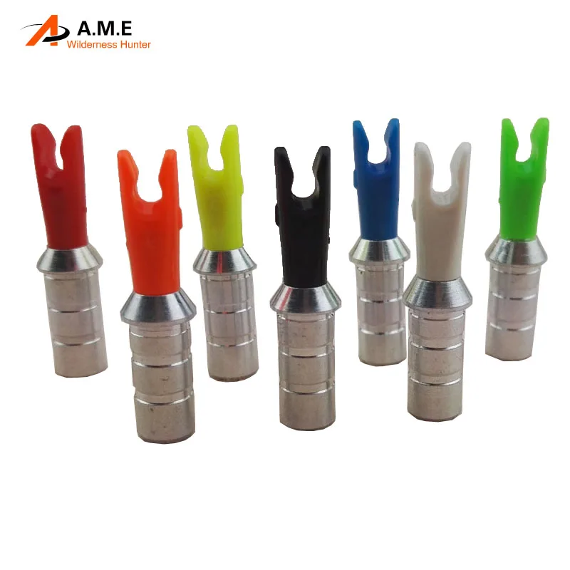 

50pcs Compound bow Arrow Pin Nocks 6.2mm Aluminum Pins and Plastic Pin Nocks L Size for Carbon Fiber Glass Arrows Arrow Shaft