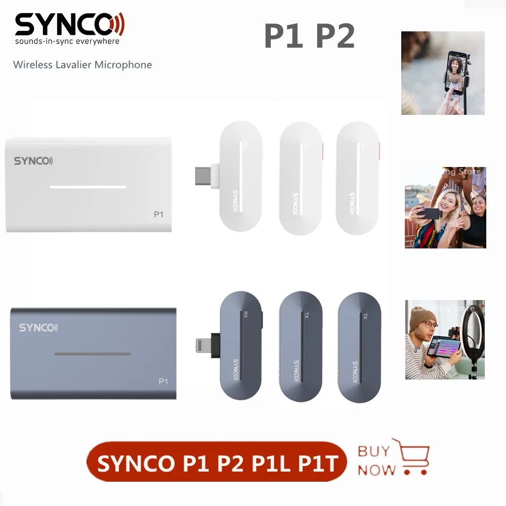 

Беспроводной петличный микрофон SYNCO P1 P2 P1L P1T, профессиональный студийный микрофон для iPhone DJI Action 2 Type-C, устройство P2T P2L