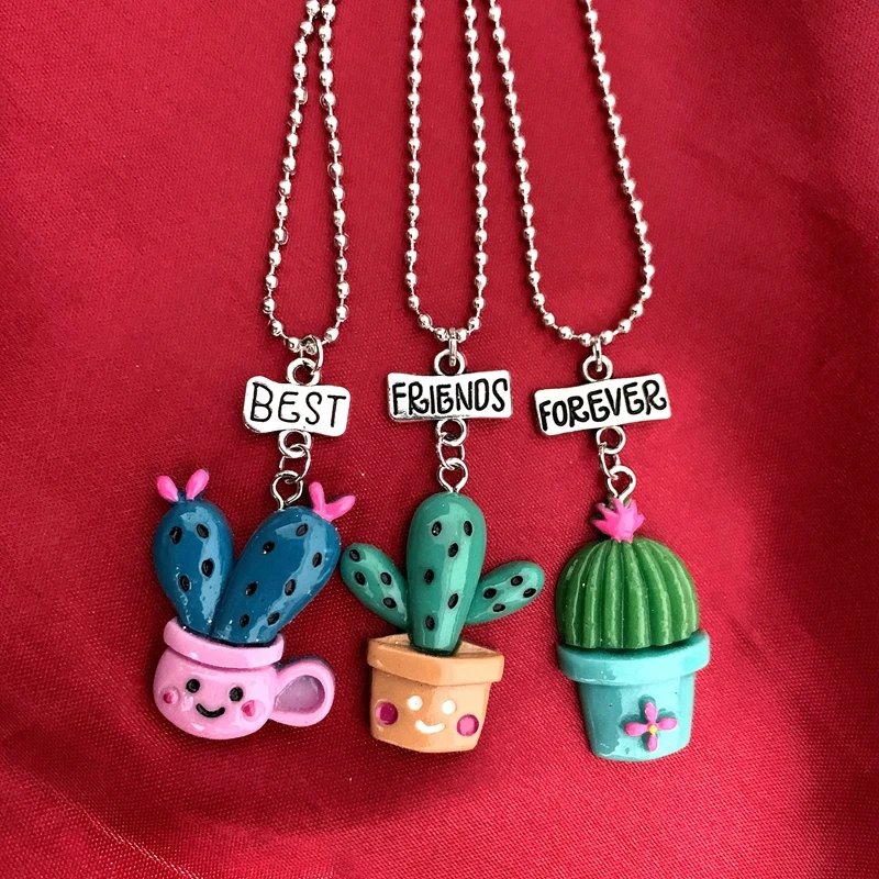 Ожерелье с подвеской в виде цветного кактуса для детей 3 шт./компл.|Ожерелья