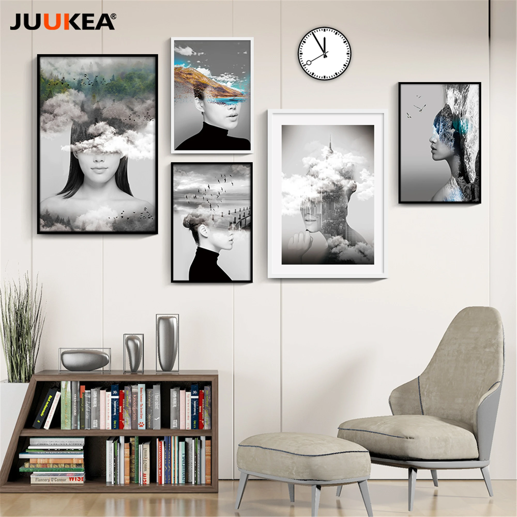 Современные черно-белые Городские пейзажи для девочек сны облака группа