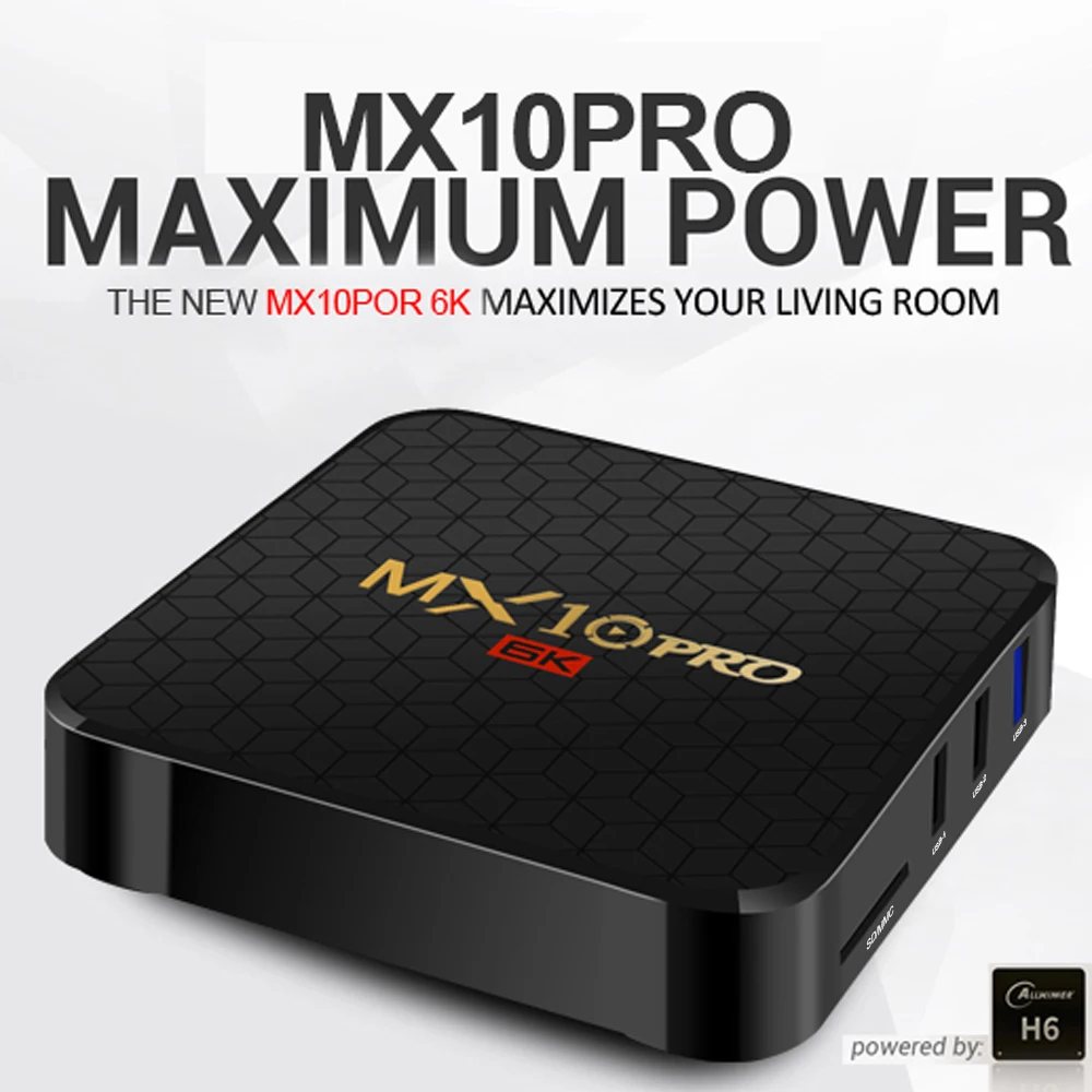 

ТВ-приставка MX10 PRO на Android 9,0, 4 ГБ/64 ГБ, 6K, видеоплеер Allwinner H6, четырехъядерный процессор, USB 3,0, Wi-Fi, медиа-ТВ-приставка