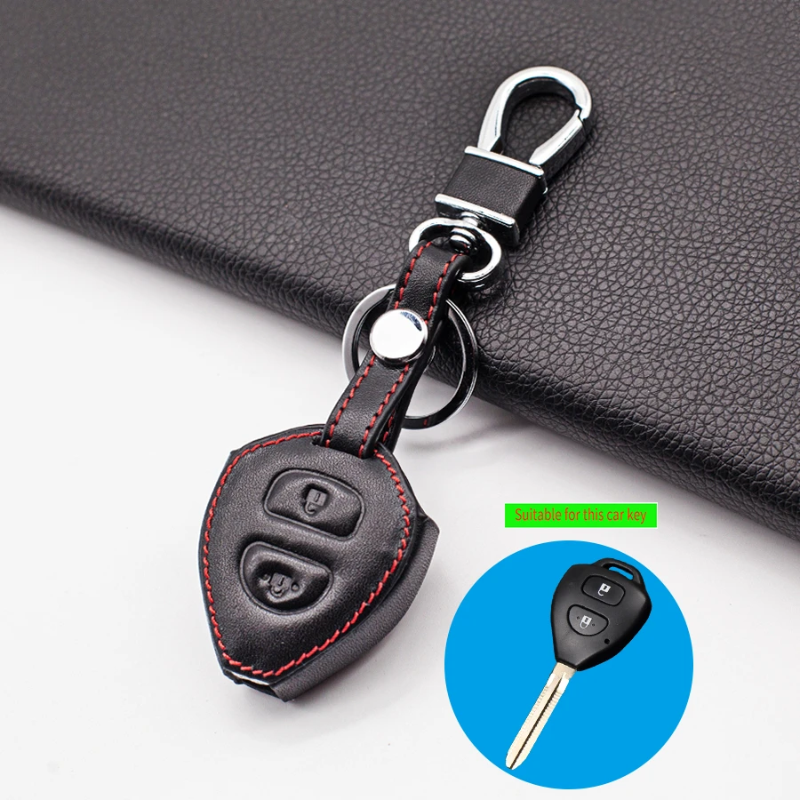 

Кожаный чехол для Toyota Corolla Rav4 Yaris Avensis/Prado, кошелек для ключей от машины, 2 кнопки, удаленный автомобильный Стайлинг