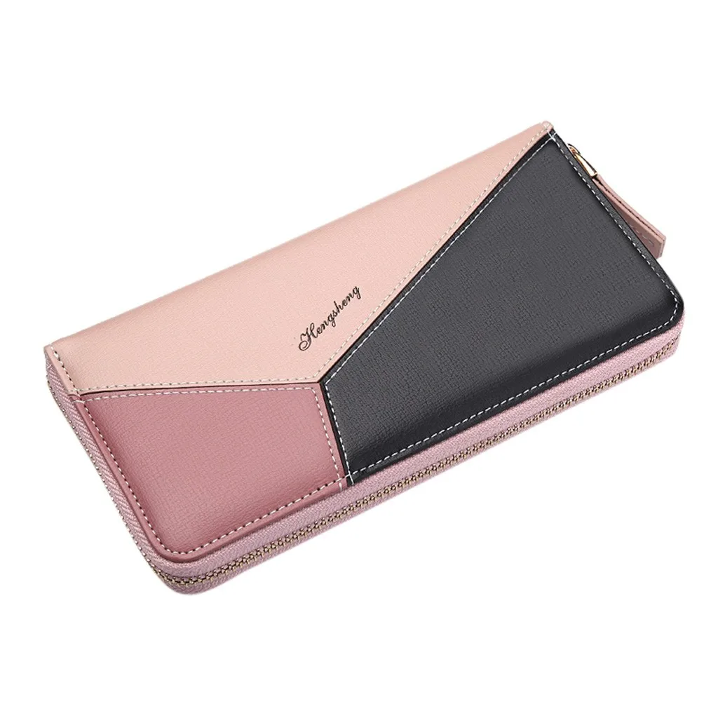 Геометрические женские кошельки на молнии розовый карман для телефона кошелек