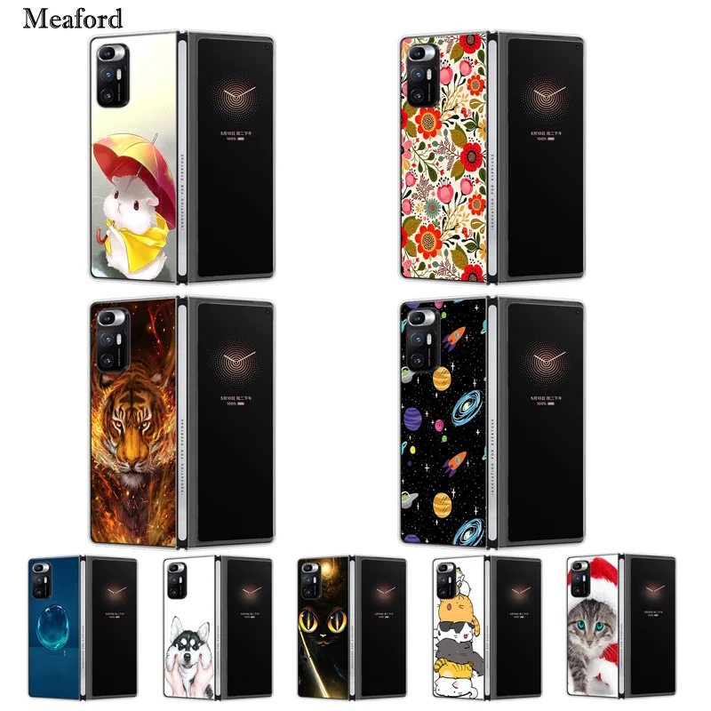 

For Xiaomi Mix Fold Phone Case Shockproof Hard Plastic Cover Case For Xiaomi Mi Mix Fold Fashion PU Capa Coque Cute Cat Funda