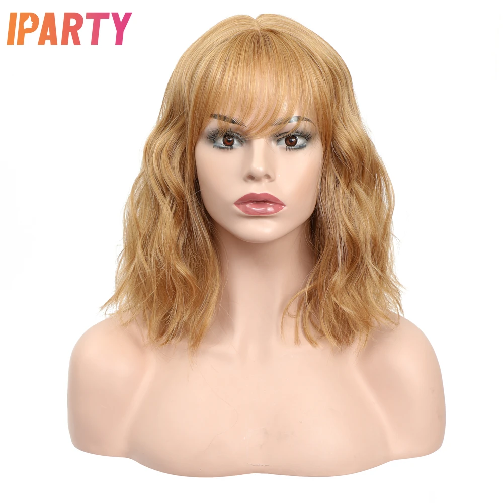 Синтетические медовые светлые парики для женщин длиной плеч естественная волна