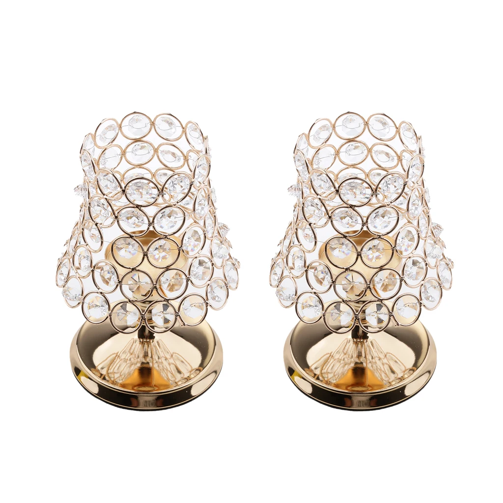 2 шт. сияющие золотые хрустальные бусины Votive чайный светильник Подсвечник для