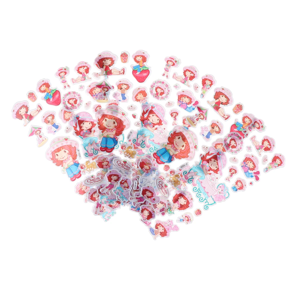 

6pcs/lot Cartoon 3D PVC Strawberry Girl Bubbles Stickers Girl Bubble Stickers For Children's Gift Rewards Stickers