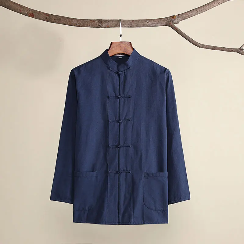 Umorden хлопковый Традиционный китайский костюм Тан топ одежда для мужчин с длинным