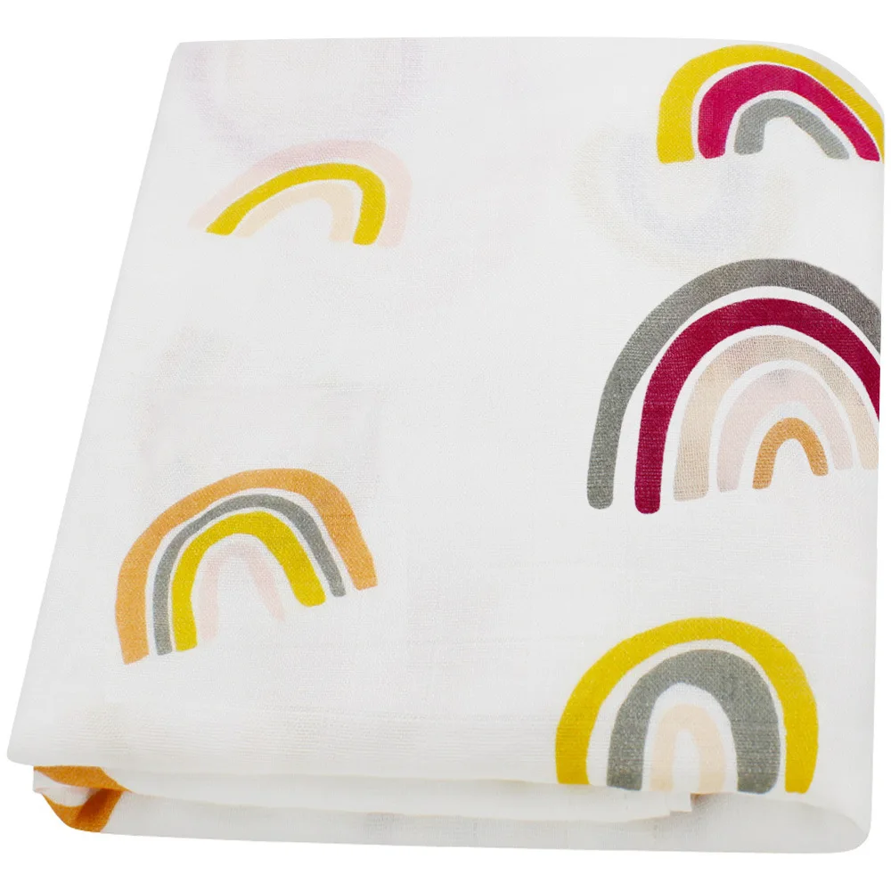 

120x120cm Rainbow Bamboo Cotton Baby Blanket Soft Muslin Swaddle Blanket Swaddle Set Newborn