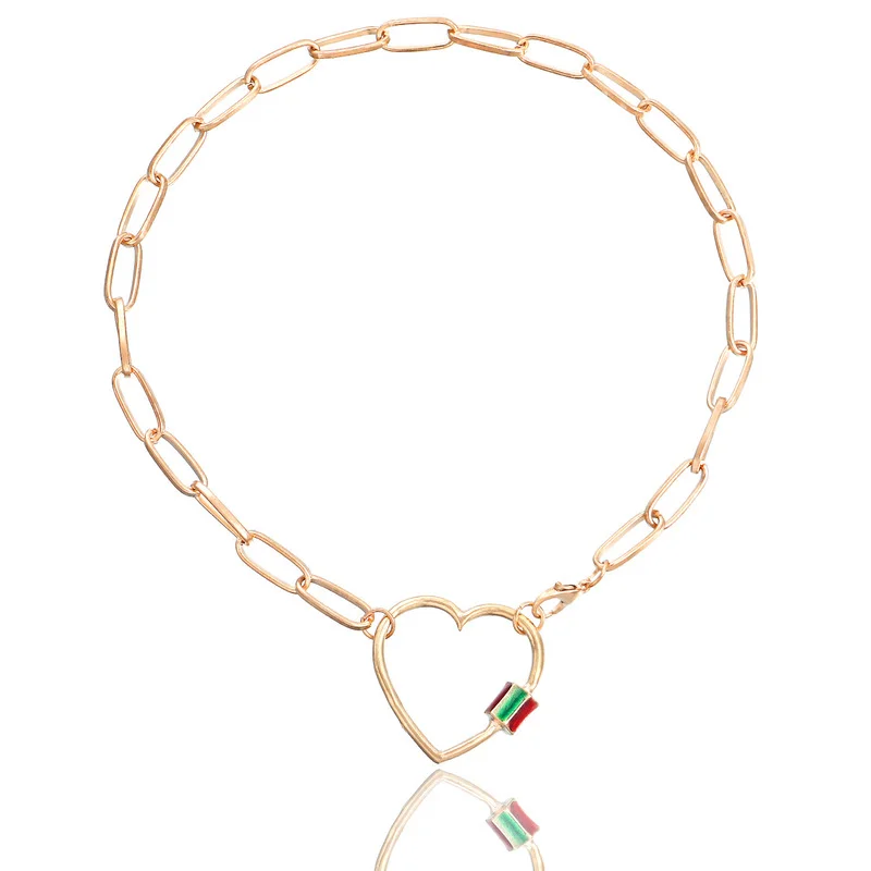 

Vintage Boho Metal Choker Heart Pendant Chunky Chain Necklace for Women Hip Hop Gold Color Collar Party Fashion Jewelry Gift