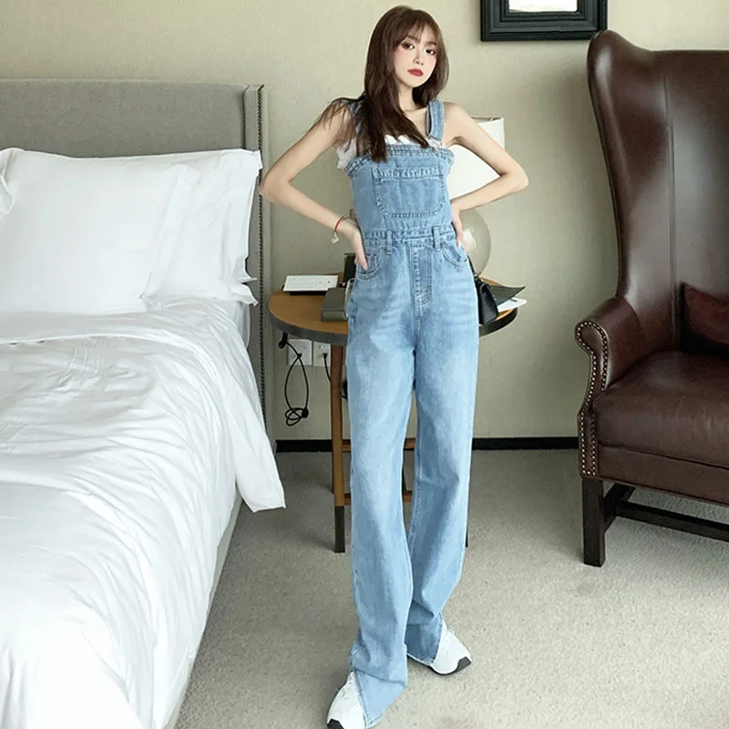 Джинсовый комбинезон для женщин комбинезоны с широкими штанинами мешковатые
