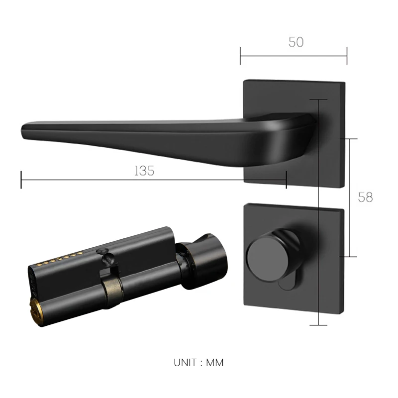 Цинковый сплав замок для межкомнатной двери современный минималистичный