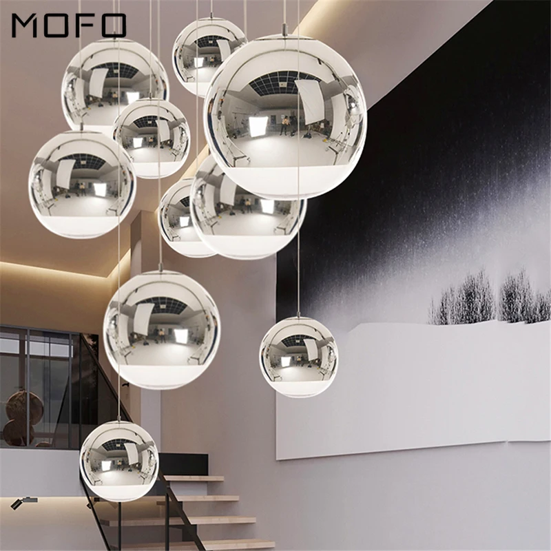 Скандинавский хромированный стеклянный шар лофта светодиодный подвесной