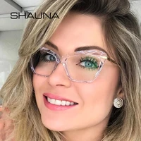 shauna spring hinge unique faceted eyeglasses frame women transparent cat eye glasses uv400