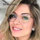 Женские прозрачные очки кошачий глаз SHAUNA, уникальные очки в оправе с гранеными линзами и пружинными петлями, UV400