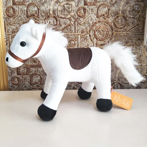 Детские плюшевые игрушки на Рождество, подарок на день рождения, милая мультяшная Имитация белой лошади, детская мягкая игрушка