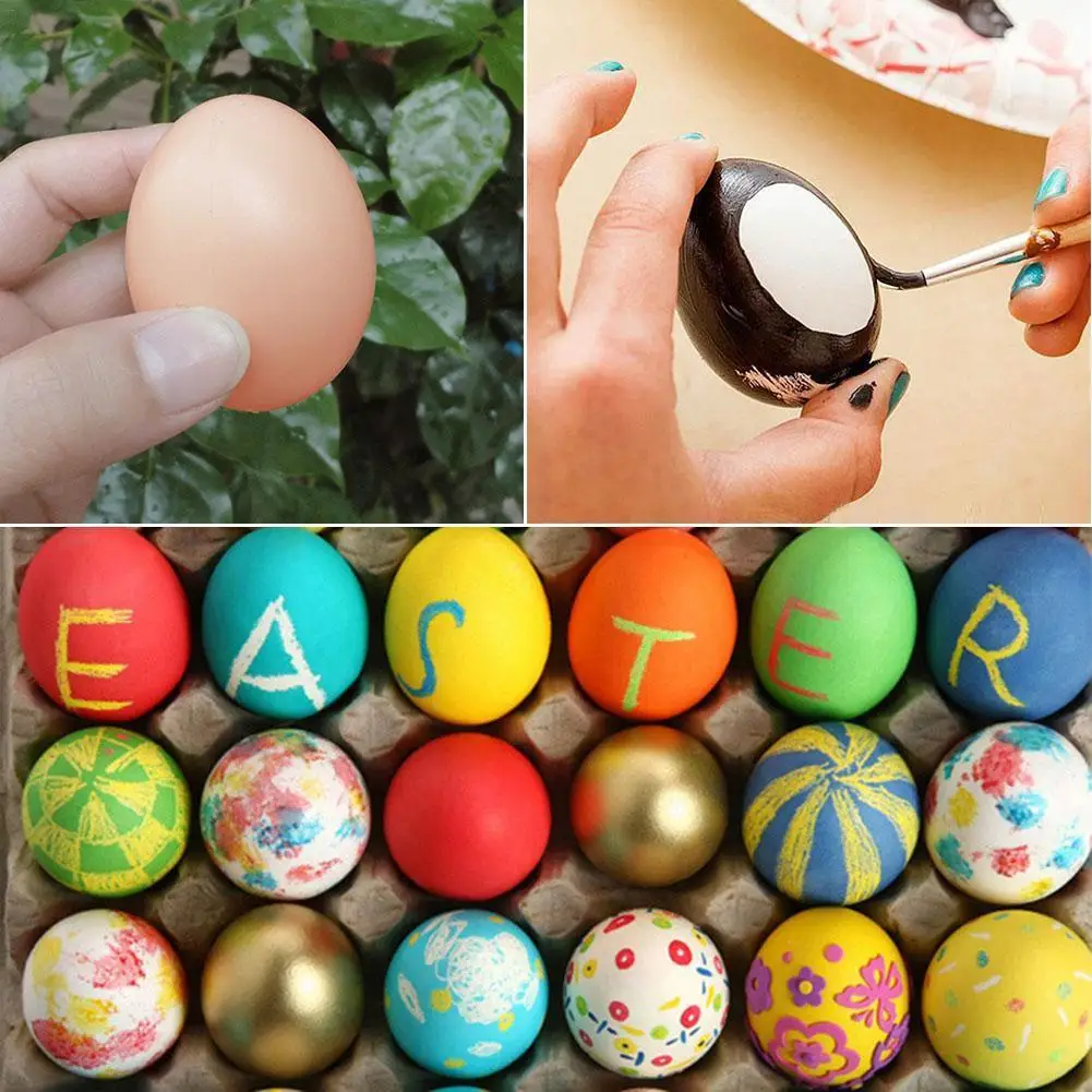 

1PCS Lot Egg Hen Poultry Breeding Simulation Fake Plastic Artificial Eggs DIY Painting Decorations Easter Egg Educational Toy