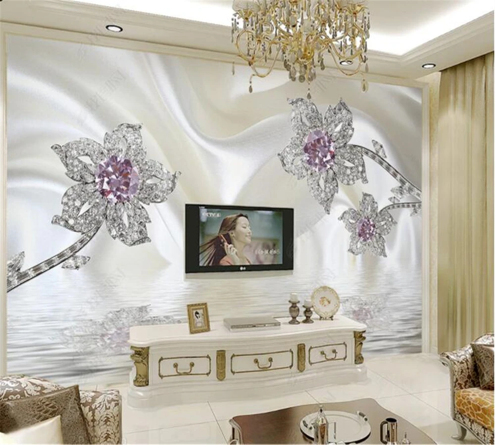 Обои beibehang под заказ европейские цветы белые роскошные украшения Шелковый водный