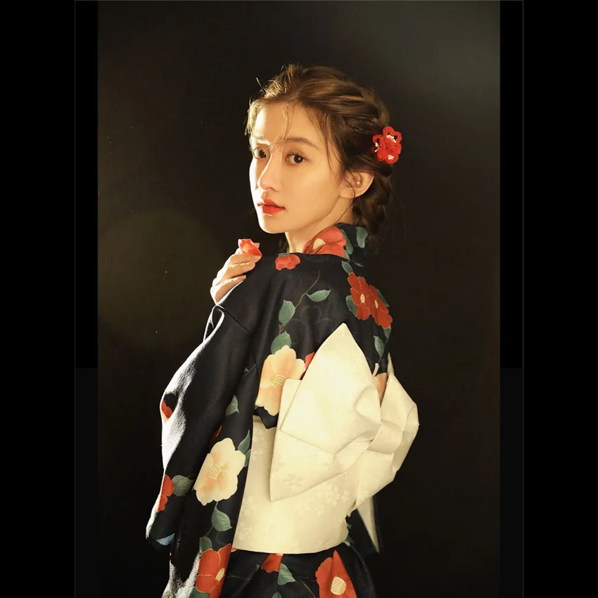 Халат с цветочным принтом Женский традиционное кимоно в японском стиле юката Оби