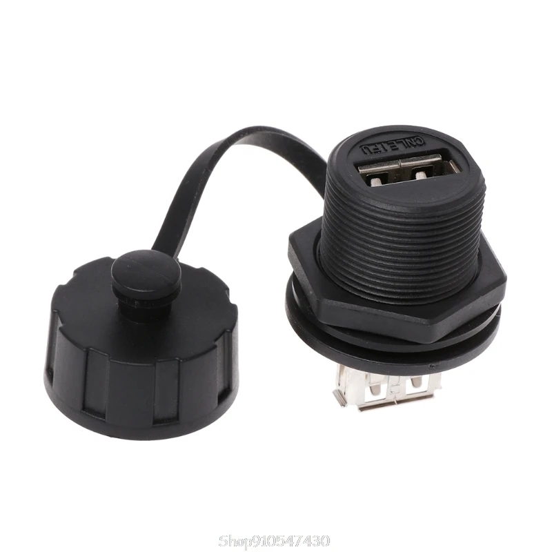 

USB 2.0 Female Panel Pass Connector Mount Socket Plug Waterproof IP67 With Cap N04 20 Dropship