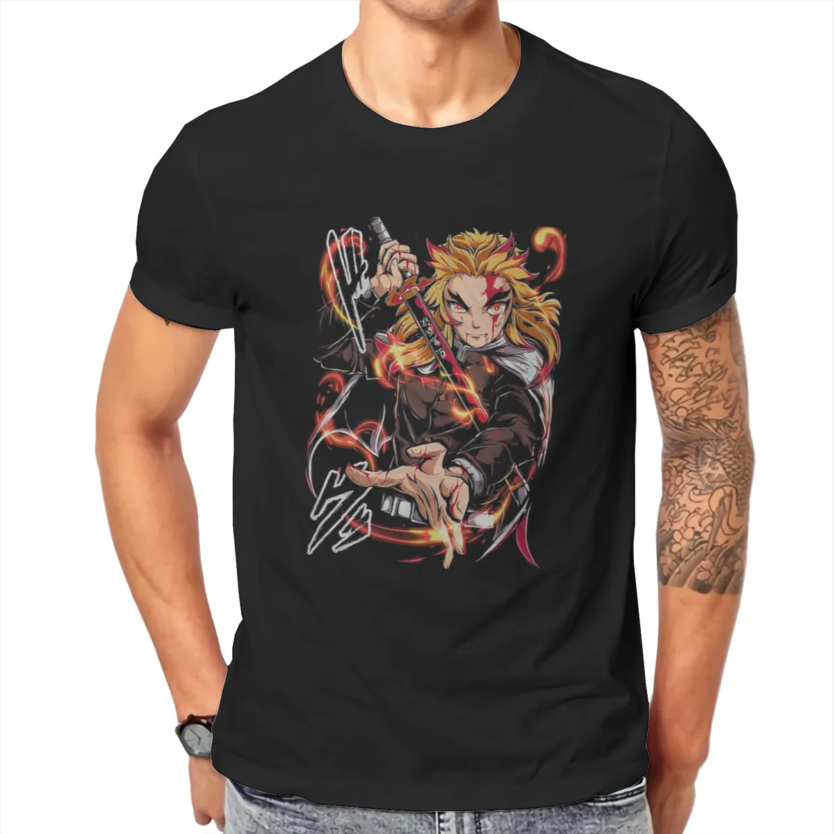 

Футболки в стиле панк с изображением рассекающего демонов Rengoku Shinjurou Essentials парные новые цветные футболки 127378