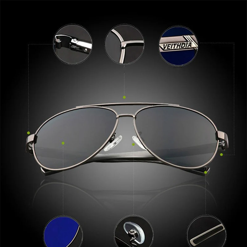 Мужские солнцезащитные очки VEITHDIA из алюминиево магниевого сплава с