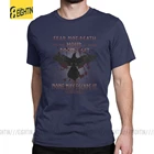 Норвежский викинг футболки с рисунком страха не смерти ворона воина мужские удобные топы новинка с круглым вырезом из чистого хлопка футболки