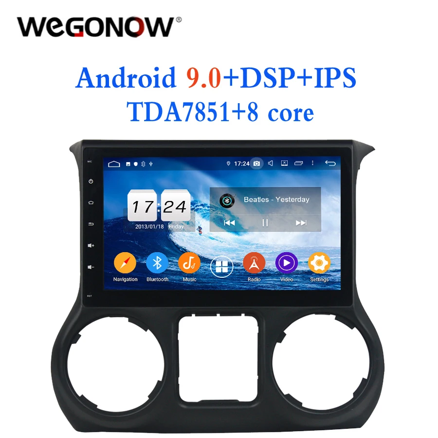 10 1 "TDA7851 Android 9 0 для Jeep Wrangler 4 Гб + 32 ГБ Автомобильный dvd-плеер gps ГЛОНАСС карта RDS