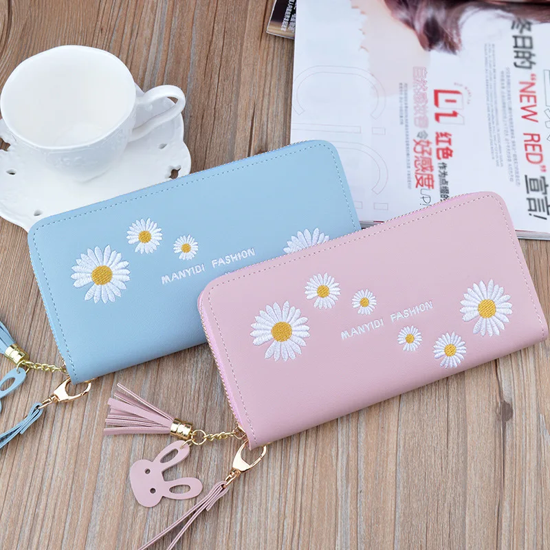 

2020 новая маленькая Маргаритка кошелек для женщин с длинной застежкой-молнией в Корейском стиле, модный кошелек для женщин большой емкости м...