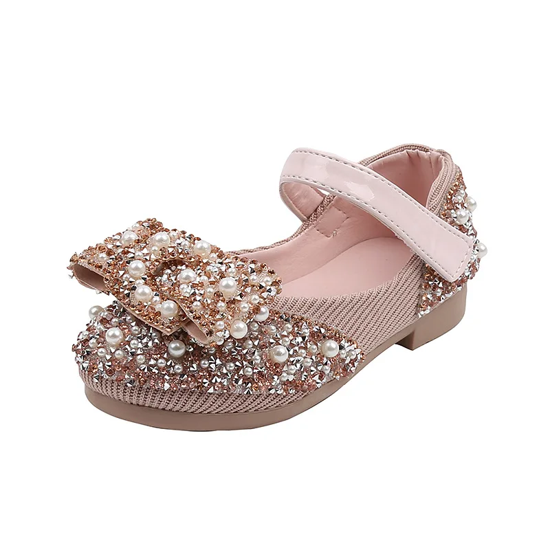

2021 New Children Shoes Pearl Rhinestone Shiny Children Princess Shoes Baby Girls Shoes For Party And Wedding