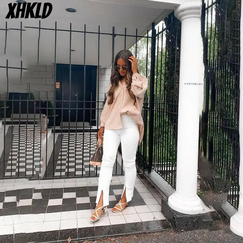 Женские брюки Летние черные/белые сексуальные штаны с высокой талией однотонные