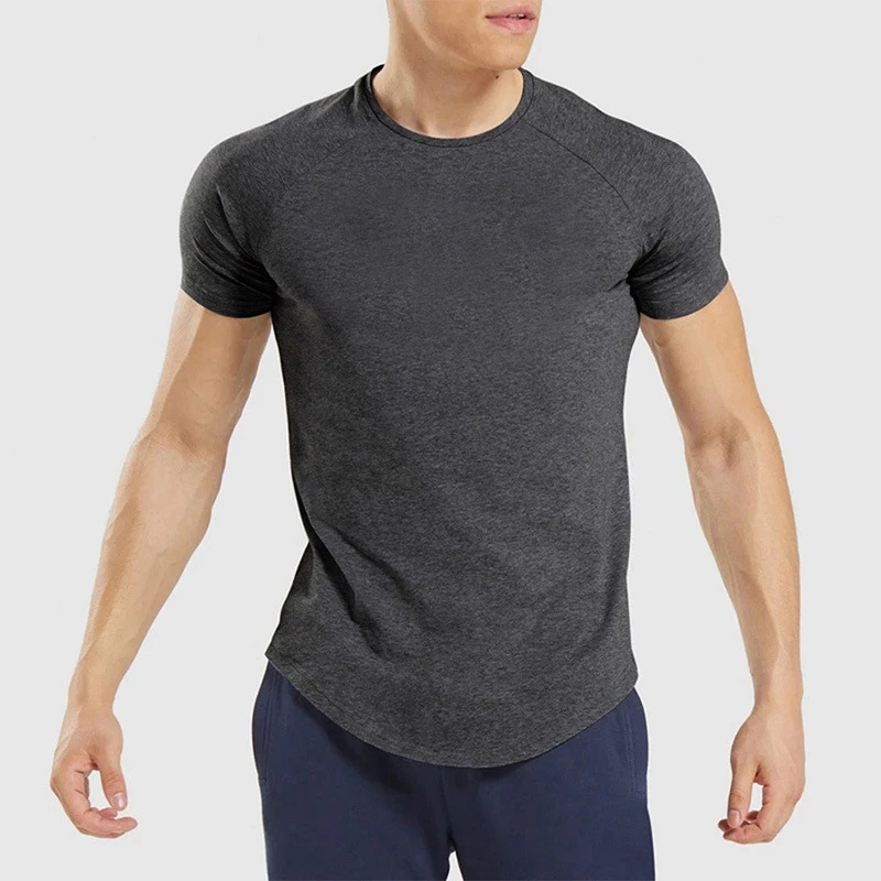 

Summer Mens Sports Clothes Short-sleeved Running Fltness Quick-dry Tops Ice Silk Elastic T-shirts Yoga /50