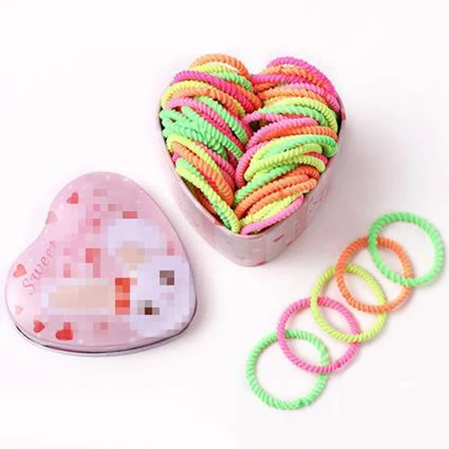 Colorful twist 50 шт./кор. смешанные Цвет эластичная Детская повязка для волос для девочек Цвет Фул резинки хвост держатель повязки для волос аксессуары для волос в подарочной коробке - Color: Colorful twist