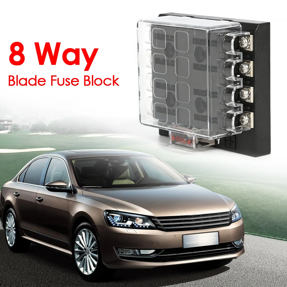 

32V Y-type Terminal PC Polycarbonate 8 Way Circuit Standard Fuse Block Car Fuse Holder with Transparent Cover 25 Amp/way