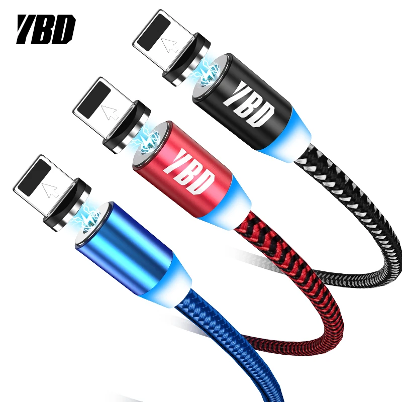 YBD 2 м 1 Магнитный кабель для зарядки Micro USB iPhone XR XS Max X магнит зарядное устройство