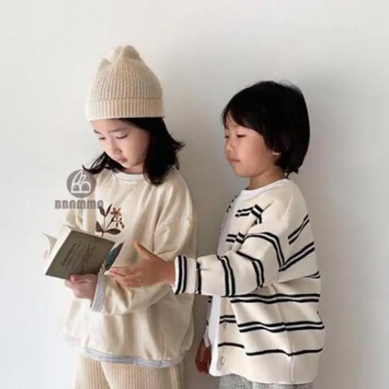 

2021 Autumn Children's Clothing Long Sleeve Baby Sweater Cotton Boys Sweatshirt Flower Pattern Round Neck Girls Pullover