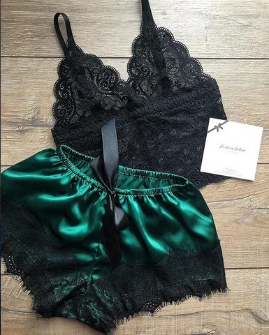 

Sexy Lace Women Pajamas Thin Section Lingerie Blackless Fashion Pyjamas