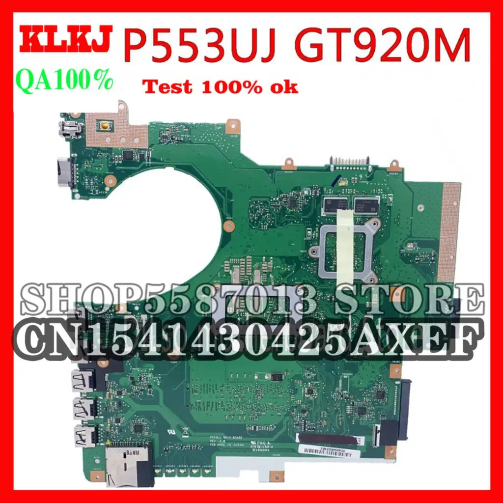 

KLKJ P553UJ Motherboard For ASUS P553UA PRO553U PRO553UJ P553U Laptop Motherboard I7-6500U GT920M 100% Original Motherboard