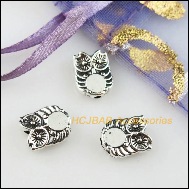 40 подвеска в форме Совы чары птиц Тибетский серебристый цвет разделитель виде