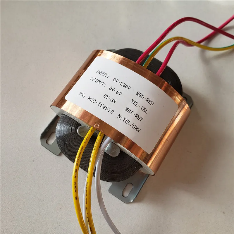 8V 1.25A трансформатор R Core R20 20VA пользовательский 220V вход медный щит для
