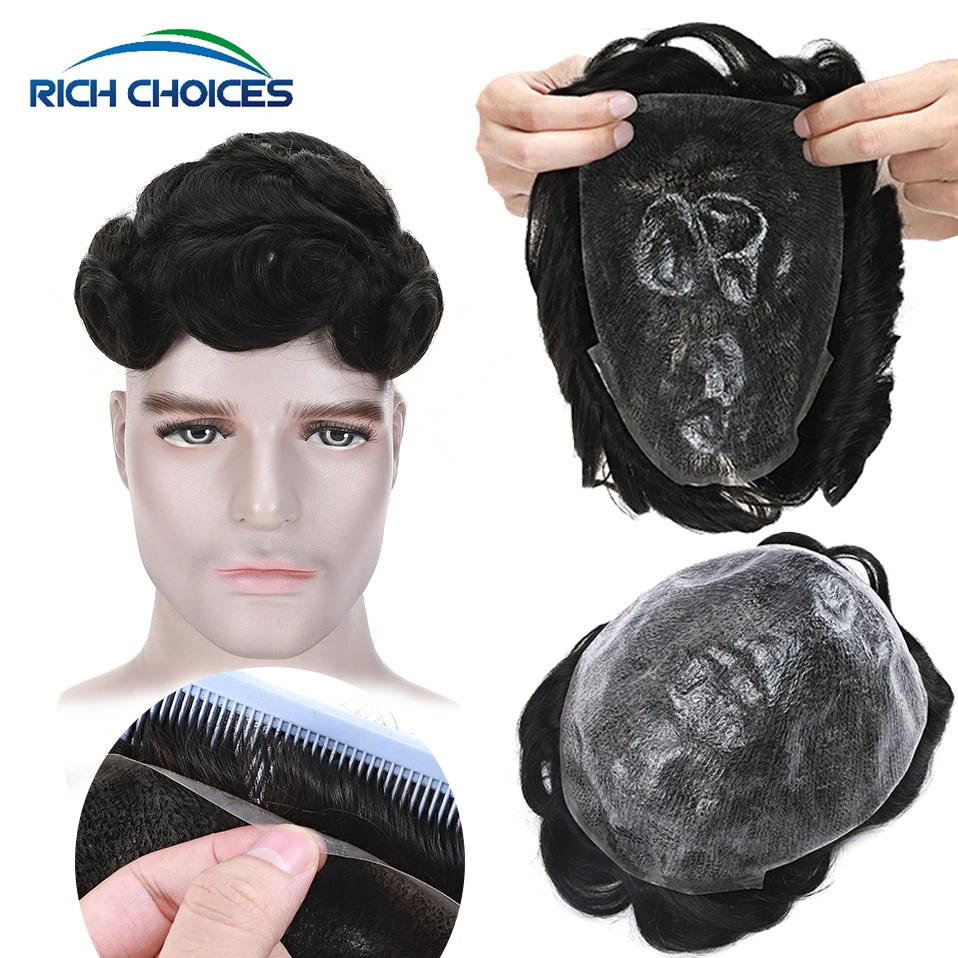 

Rich Choices 30mm Wavy Men Toupee Hair 0.1mm Thin Skin Hair System Transparent Pu Male Wig 130% Density Natural Prosthesis Hair