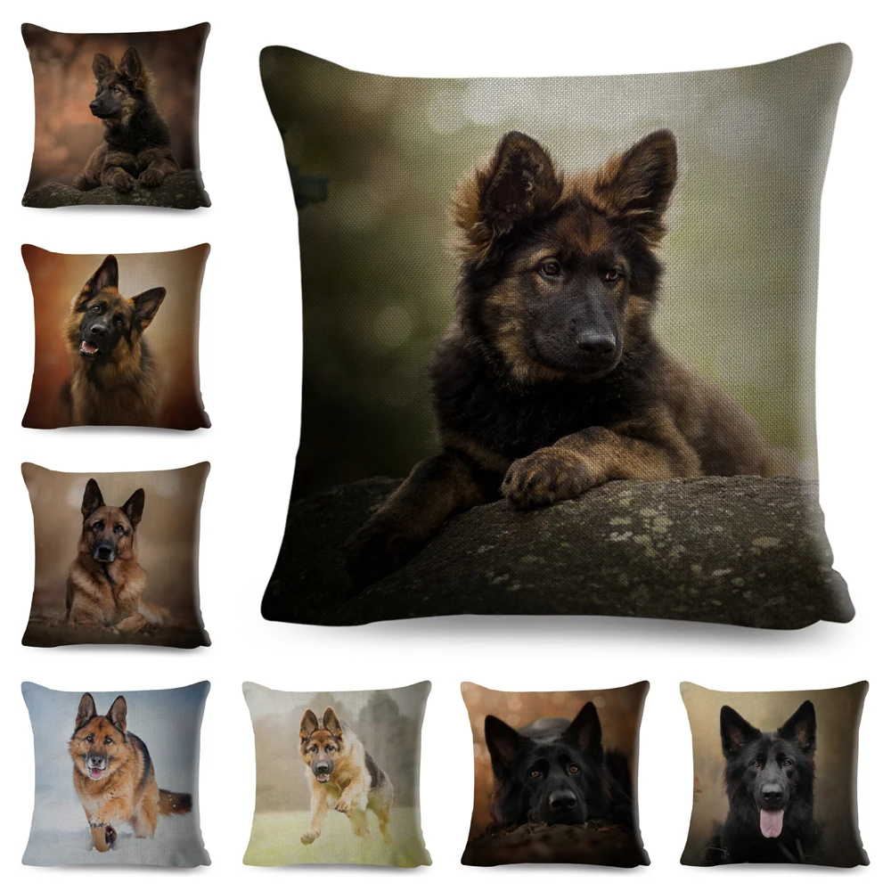 German Shepherd Dog Cushion Cover for Sofa Home Chidren Room Decor Pet Animal Pillowcase 45*45cm Polyester Pillow Case