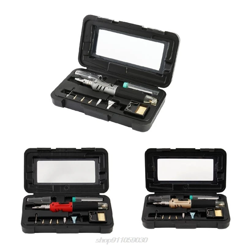 

10-In-1 Gas Soldering Iron Case Set Multifunction HS-1115K Butane Lighter Spray Set Welding Equipment J25 21 Dropshipping
