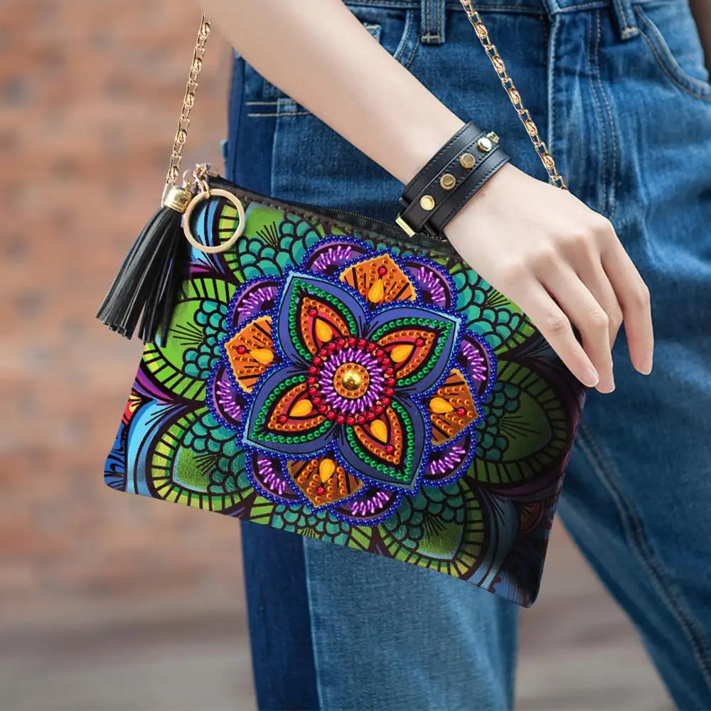 DIY специальные Форма алмазов картина кошелек на плечо с цепочкой кожаная сумка