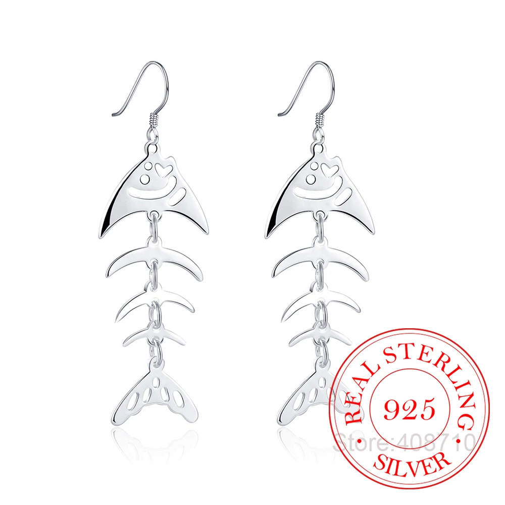 Потеря денег! Женские длинные серьги подвески в виде скелета из серебра 925