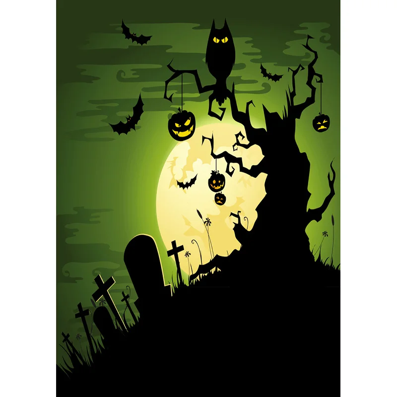 

SHENGYONGBAO Halloween Backdrop Pumpkin Lantern Castle Forest Moon Photography Background For Photo Studio Props 1911 CXZM-52