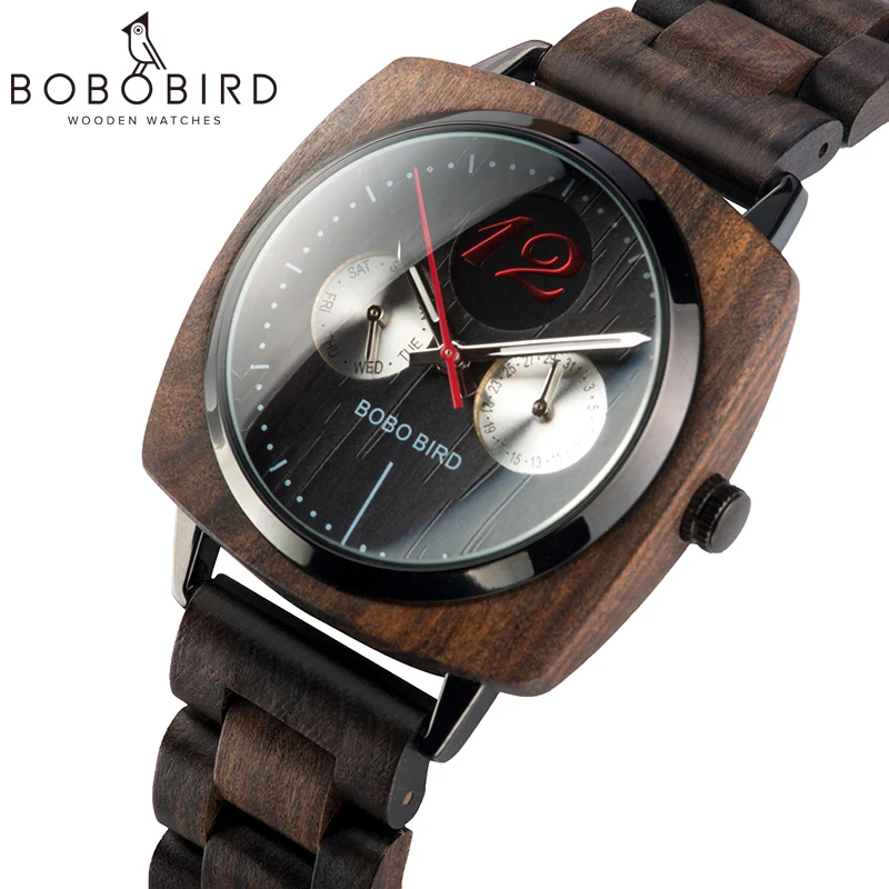 BOBO BIRD стильные роскошные мужские деревянные часы relogio masculino часы военные кварцевые наручные часы из дерева подарок V-S06